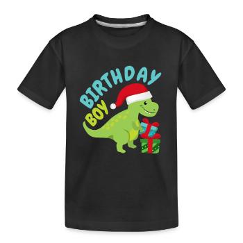 Christmas December Dinosaur Birthday - Kids' Premium Organic T-Shirt - black - Front