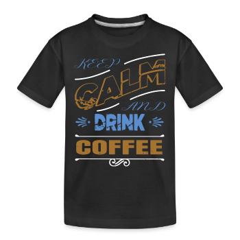 cappuccino coffee lover present idea gift birthday - Kinder Premium Bio T-Shirt - Schwarz - Vorne