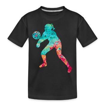 Volleyballspielerin in PopArt - Kinder Premium Bio T-Shirt - Schwarz - Vorne