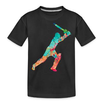 Cricket-Spieler in Popart - Kinder Premium Bio T-Shirt - Schwarz - Vorne