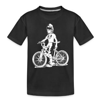 Mädchen auf Fahrrad, Biketour, Mountainbike - Kinder Premium Bio T-Shirt - Schwarz - Vorne