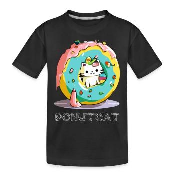 Donutcat (Donutkatze) - Kinder Premium Bio T-Shirt - Schwarz - Vorne