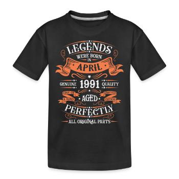 Born April 1991 born Legends Birthday - Kids' Premium Organic T-Shirt - black - Front