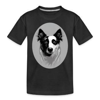 Border Collie noir-blanc ovale - T-shirt bio Premium Enfant - noir - Devant