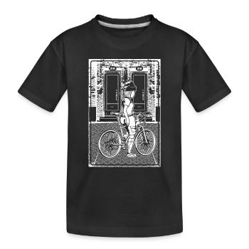 Mit trendigem Shirt auf Stadterkundung per Fahrrad - Kinder Premium Bio T-Shirt - Schwarz - Vorne