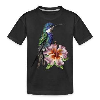 Mignon colibri avec fleur - T-shirt bio Premium Enfant - noir - Devant