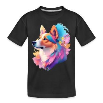 Dog Portrait - Kids' Premium Organic T-Shirt - black - Front