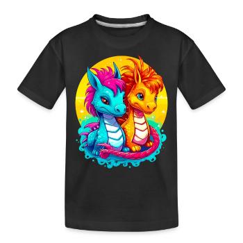 Dragon Buddies - Kids' Premium Organic T-Shirt - black - Front