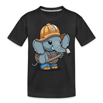Elephant Builder - Kids' Premium Organic T-Shirt - black - Front