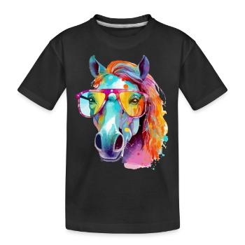 Mana la jument à lunettes - T-shirt bio Premium Enfant - noir - Devant
