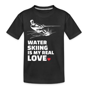 I love water skiing - Kids' Premium Organic T-Shirt - black - Front