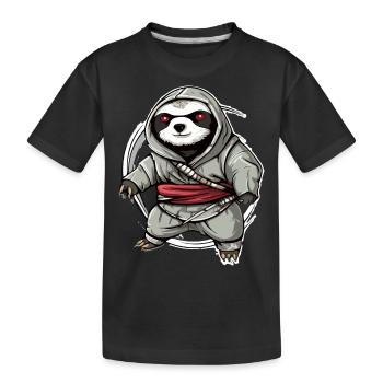 Hak das Ninja-Faultier - Kinder Premium Bio T-Shirt - Schwarz - Vorne
