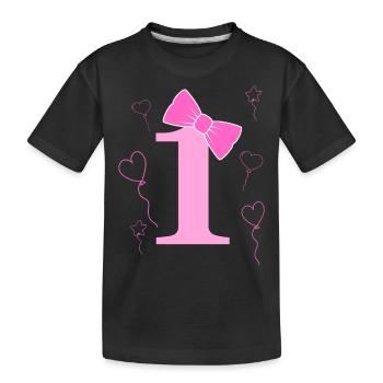 1e anniversaire fille - T-shirt bio Premium Enfant - noir - Devant
