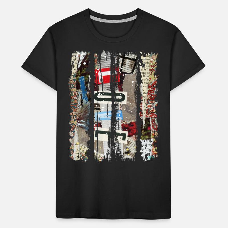 Newspaper Clips Scrapbook Magazines Alphabet Code Kids' Premium Organic T-Shirt