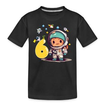 Petit astronaute 6e anniversaire - T-shirt bio Premium Enfant - noir - Devant