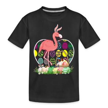Oeufs de Pâques flamant rose Drôle d’oeufs de Pâques Chasseurs d’oeufs - T-shirt bio Premium Enfant - noir - Devant