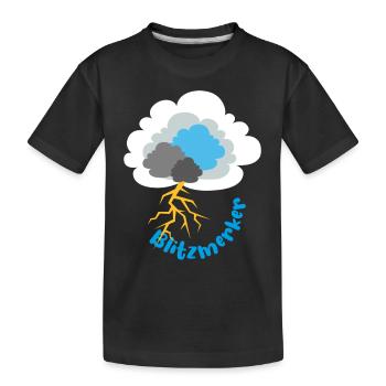 Blitz Gewitter Wolke Sturm Meteorologie - Kinder Premium Bio T-Shirt - Schwarz - Vorne