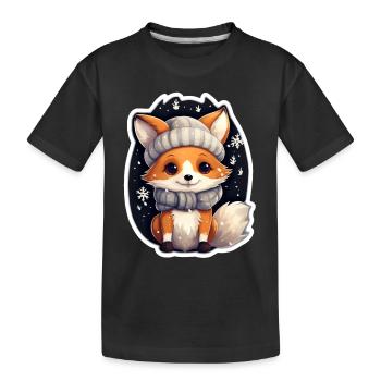 Fuchs in Winternacht - Kinder Premium Bio T-Shirt - Schwarz - Vorne