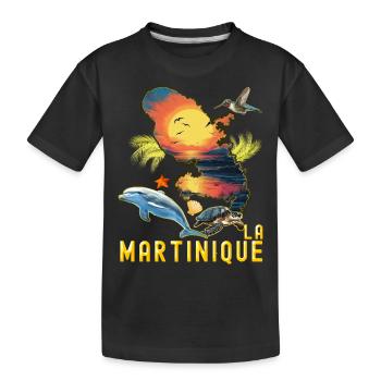 Martinique Dauphin Tropical Et Tortue Marine - T-shirt bio Premium Enfant - noir - Devant