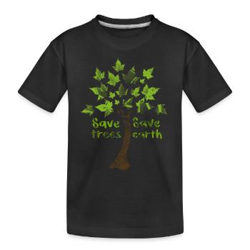 Saving Trees, Saving Earth - Kids' Premium Organic T-Shirt - black - Front