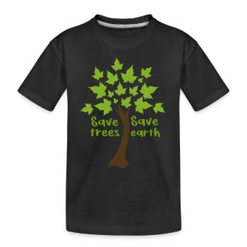 Saving Trees, Saving Earth - Kids' Premium Organic T-Shirt - black - Front