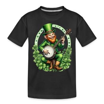 Leprechaun Banjo Player I Irish Music I St. - Kids' Premium Organic T-Shirt - black - Front