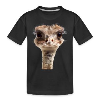 Der Strauß lebt in Savannen und Wüsten - Kinder Premium Bio T-Shirt - Schwarz - Vorne