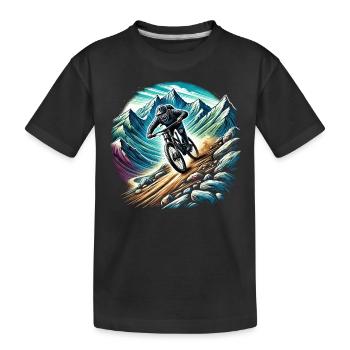 Mountain bikers in the mountains - Kids' Premium Organic T-Shirt - black - Front