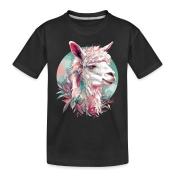 Alpaga Lama Nature animale Zoo Andes Inca Art coloré - T-shirt bio Premium Enfant - noir - Devant