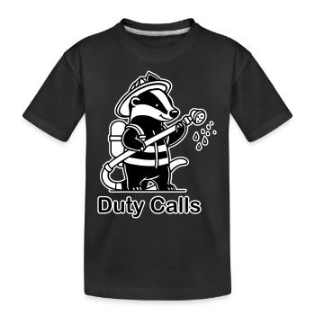 Blaireau pompier - Design « Duty Calls » - T-shirt bio Premium Enfant - noir - Devant