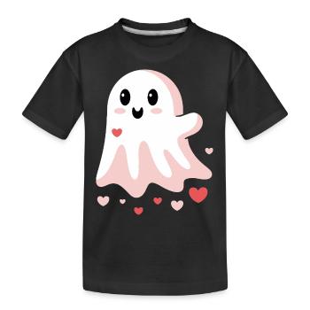 Cute Love Ghost - Kids' Premium Organic T-Shirt - black - Front