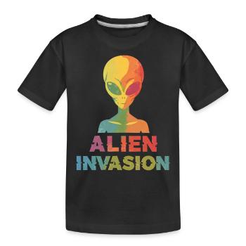 Alien-Invasion: Invasion im Weltraum! - Kinder Premium Bio T-Shirt - Schwarz - Vorne
