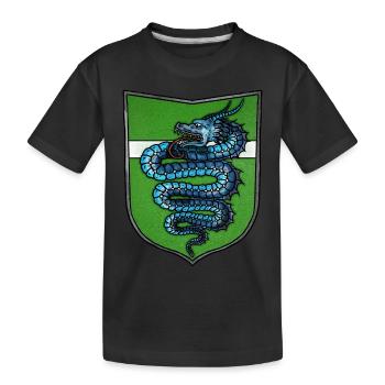 Wappen blaue Schlange - Kinder Premium Bio T-Shirt - Schwarz - Vorne