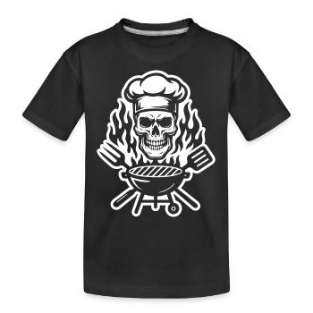 Grill Skull Chef Grilling - Kids' Premium Organic T-Shirt - black - Front