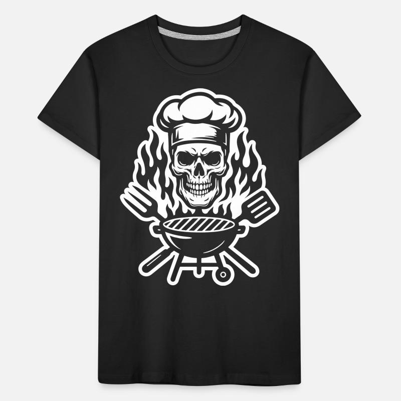 Grill Skull Chef Grilling Kids' Premium Organic T-Shirt
