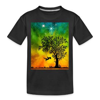 Child on the swing - Kids' Premium Organic T-Shirt - black - Front