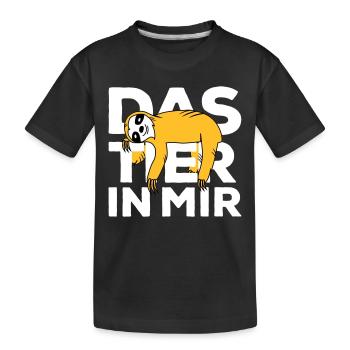 Raise the animal in me Faultier - Kids' Premium Organic T-Shirt - black - Front