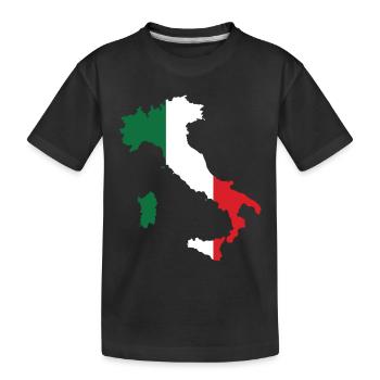 Italien Flagge Landkarte - Kinder Premium Bio T-Shirt - Schwarz - Vorne