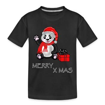 L'ours panda souhaite Joyeux X Mas, Joyeux Noël - T-shirt bio Premium Enfant - noir - Devant