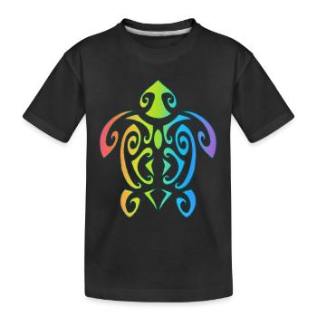 Tortue polynésienne arc-en-ciel - T-shirt bio Premium Enfant - noir - Devant
