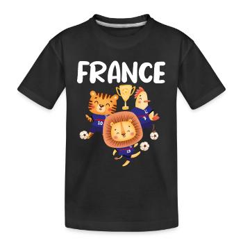 Fußballmannschaft Frankreich Bleu Blanc Rot Tiere - Kinder Premium Bio T-Shirt - Schwarz - Vorne