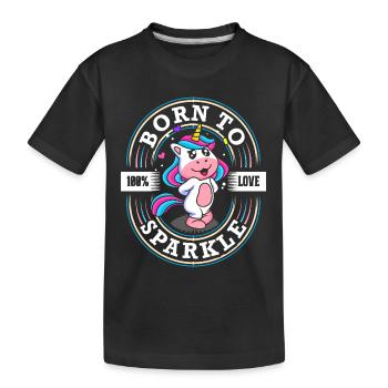 Geboren zu Funkeln - Süsses Einhorn - Glitzer - Kinder Premium Bio T-Shirt - Schwarz - Vorne
