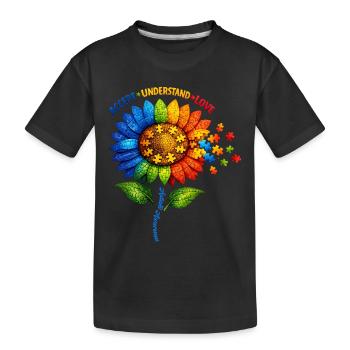 Autism Awareness Sunflower - Kids' Premium Organic T-Shirt - black - Front