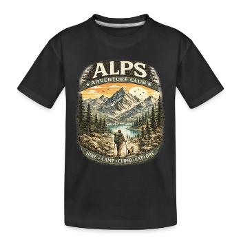 Alps Adventure Patch Mountains - Kinder Premium Bio T-Shirt - Schwarz - Vorne