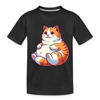 Mollige Tabby Katze entspannende Illustration - Kinder Premium Bio T-Shirt - Schwarz - Vorne