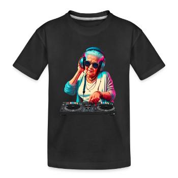 DJ Grand-mère Grand-mère Hipster avec lunettes de soleil Casque - T-shirt bio Premium Enfant - noir - Devant