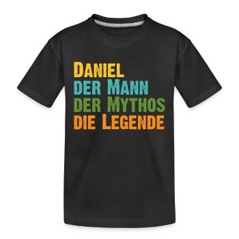 Daniel der Mythos die Legende Vorname Daniel - Kinder Premium Bio T-Shirt - Schwarz - Vorne