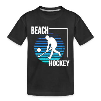 Beachhockey hockeyspielen am Strand BeachhockeyFun - Kinder Premium Bio T-Shirt - Schwarz - Vorne