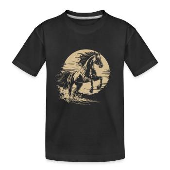 Silhouette De Cheval Au Galop Vintage - T-shirt bio Premium Enfant - noir - Devant