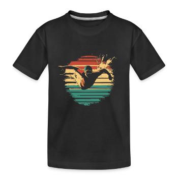 Schwimmen Schwimmer Retro Vintage - Kinder Premium Bio T-Shirt - Schwarz - Vorne